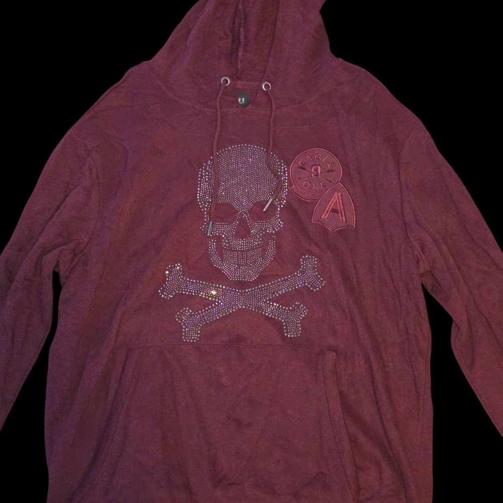 Eagle One Men's Burgundy Skull Hoodie